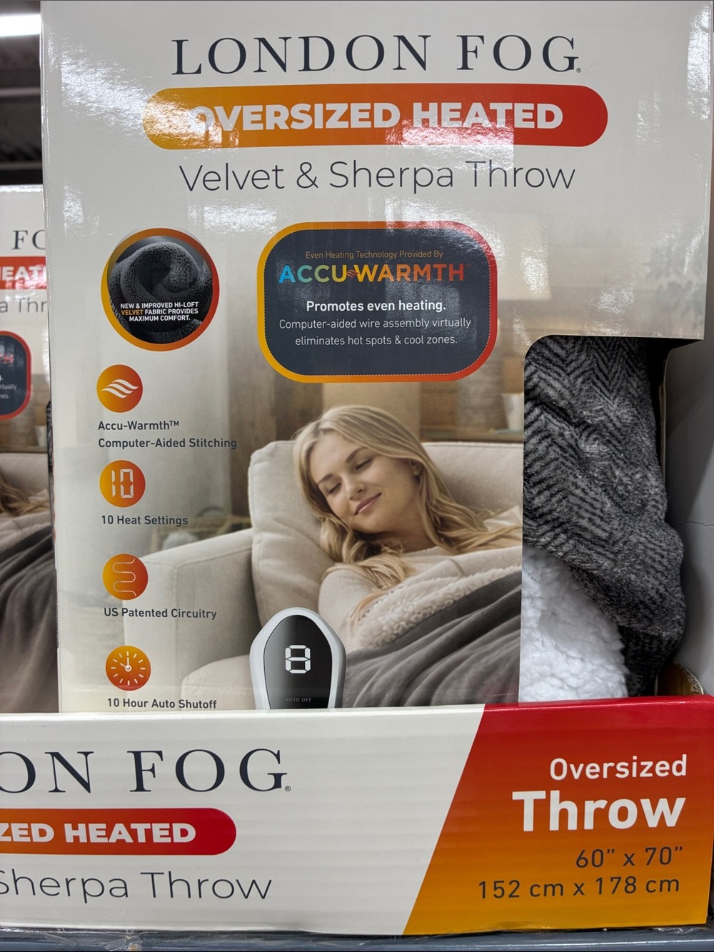 London Fog Velvet & Sherpa Throw - Gray